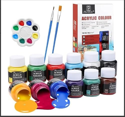 Tyafzzn Acrylfarben Set, 12 x 25 ml Acrylic Acryl Paint, exzellente Deckkraft,hohe Lichtechtheit,wasserfest Acrylic Paint, perfekt für Künstler, Anfänger auf Leinwand, Steinen, Holz, Stoff, Keramik