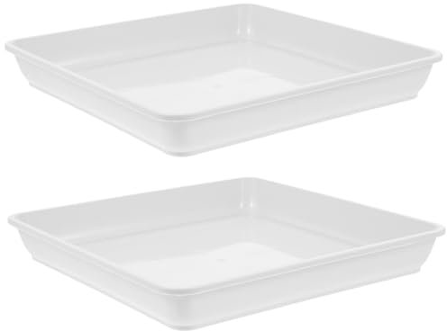 TOBBOMEY 2Piezas Bandeja Cuadrada para Macetas de Plástico Plato Resistente para Plantas Suculentas y Flores para Superficies y Controlar Humedad Jardines y