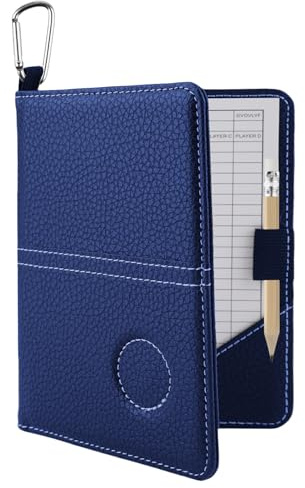 AHRLIC Leather Golf Scorecard Holder Set, Waterproof Golf Card Holder with Pencil and 2 Scorecards, Portable Foldable Design, Ideal Golf Scorecard Pocket Notebook for Men & Women