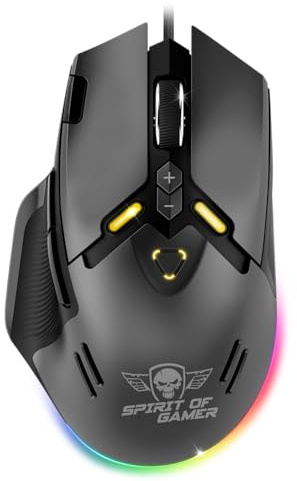 Elite M60 : Souris RGB USB/Résolution 20000 DPI Personnalisable / 9 Boutons programmables (Logiciel Inclus) Dont Rapid Fire + Sniper/Accélération 22 G, Vitesse 66 fps (Dark-Grey)
