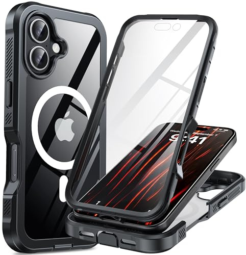 AMILIFECASES Magnetic Case for iPhone 17 Military Grade Protection, Black | 12FT Dropproof Protection, Shockproof, Built-in Glass Screen Protector, Dual Layer Armour, Compatible with MagSafe