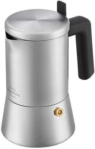 SILBERTHAL Moka induzione e gas 6 tazze 300ml - Acciaio inox con riduttore | Caffettiera italiana con riduttore - Capacità 300 ml / 6 tazze - Rapida e leggera - Lavabile a mano