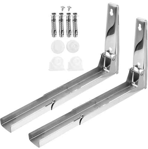 HIAKDOFT Edelstahl Mikrowellen Regal Wandhalterung Klappbar Verstellbar Rostfrei Küchen Wandregal für Mikrowelle Ofen bis Belastbar Platzsparend und Langlebig