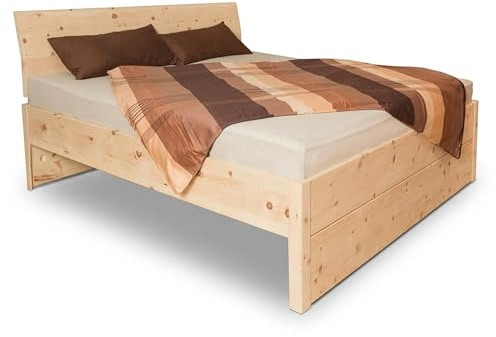 geborgenschlafen.com Boxspringbett Ella aus Zirbenholz : Massivholzbett, metallarm, unbehandelt, Verschiedene Größen, optional mit Bettkasten, Made in Germany (ohne Bettkasten, 90 x 200 cm)