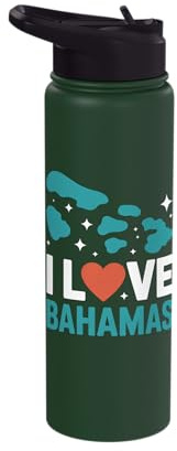 I Love Bahamas Tropical Vacation Souvenir Stainless Steel Insulated Water Bottle