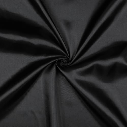 VmG-Store Satin Stoff 3x1,5 m Coupon – glänzender Satinstoff aus 100% Polyester seidig weich & blickdicht – Dekostoff zum Nähen für Kleidung Kleider Röcke Vorhänge Kostüme (001 Schwarz)