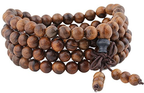 Mookaitedecor - Rosario buddhista mala a 108 perle in legno, da yoga, colore: 6mm-Bois Poire, cod. PLAYNUM0000211