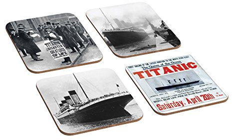 The Titanic White Star Line 4-teiliges Untersetzer-Set aus Holz