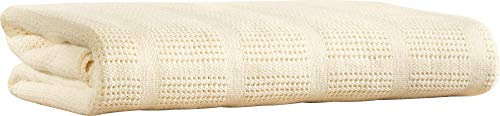 Erwin Müller Sommerdecke, leichte Baumwolldecke, Häkeldecke Trient Natur Größe 220x240 cm - luftig leicht, weiche Qualität, pflegeleicht