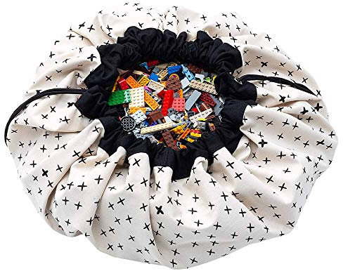Play & Go Drawstring Play Mat Storage Bag for Children - Kids Toy Storage Organizer - Drawstring Toy Bag - Large 140CM Play Mat for Toddlers Toys and Bag for Storage - Crosses Print