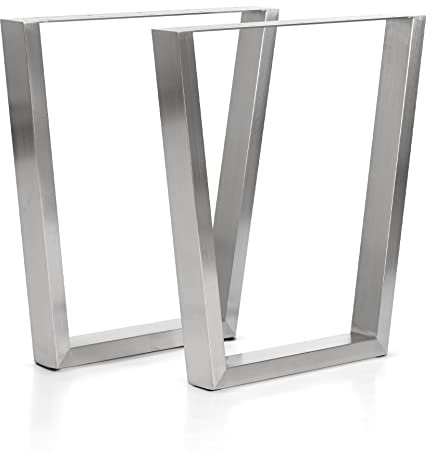 mina concept 15-2 Tischkufen Edelstahl – Tischgestell V-förmig – Außenmaße 70 x 72 cm – Profil 80 x 40 mm – 2 Stück