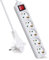 EXTRASTAR Steckdosenleiste 5-Fach, Flachstecker Mehrfachsteckdose mit Save Energy-Schalter, Flacher Stecker mit 1.5m Kabel, IP20, 16A, 3680W, Weiβ