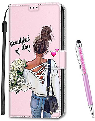 MadBee Kompatibel mit Nokia 2.4 Hülle, Leder Handyhülle Tasche Schutzhülle Brieftasche Klapphülle Ständer und Kartensteckplätze Hülle für Nokia 2.4 (Mädchen)