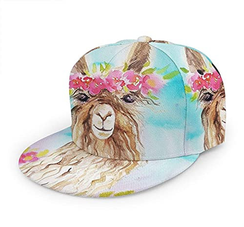 Oaieltj Unisex Baseball Cap Damen Herren Einstellbare Hip Hop Hut Mode Flache Schirmmütze Baseball Cap, Niedliche Cartoon-Tierkunst, Lama-Alpaka-Liebhaber, One size