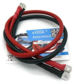 eXODA câble set 35 mm² 75cm avec gaine thermorétractable et cosses M6 rouge et noir pour auto bateau moto adapté avec 99 9% de cuivre et flexible