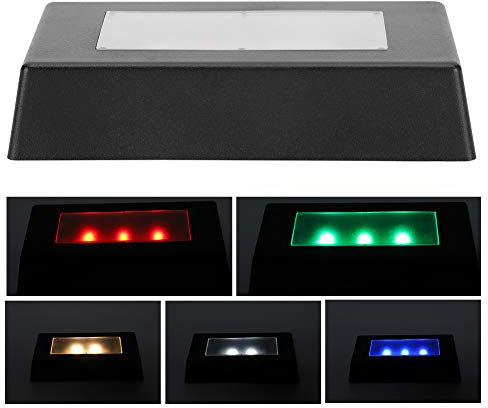Sonew 7 Farben LED Light Base Rechteck, LED Leuchtsockel Nachtlicht, Farbwechsel Lichtständer für Kristallkugel Transparent Handwerk Ornamente LED Licht Sockel für Kristall Glas