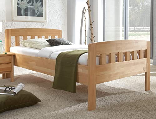 expendio Seniorenbett Siders Comfort Buche massiv Holzbett Farbe und Größe nach Wahl Bettgestell Bett Einzelbett Schlafzimmer, Liegefläche:90 x 200 cm, Holzart:Buche Natur lackiert