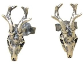 ZLING 925 Sterling Silber Ohrringe Unisex Gothic Hirsch Schädel Ohrstecker Kreative Persönlichkeit Piercing Ohrring Schmuck