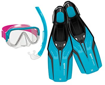 Mares Aquazone Set Nateeva Keewee Jr - Set Composto da Maschera, Boccaglio e Pinne da Snorkeling Bambini e Ragazzi - Acqua, XS