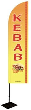 Flagge KEBAB 255 x 60 cm mit Mast und Metallplatte