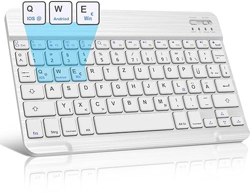 JADEMALL Kabellose Tablet Tastatur QWERTZ Deutsches - Bluetooth Magnetisch ultraleichtes Tastatur mit iOS-Sondertasten für Galaxy Tab, Xiaomi Pad, Lenovo,Huaiwei