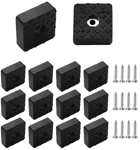 ATB-Foger 12 Stück Quadratisch Gummipuffer Schwarz Rutschfester Elastikpuffer Anti Rutsch Möbel Gummifüße Schraubbar dient zum Schutz von Tischen, Stuhlbeinen und Böden (30 * 30 * 11mm)