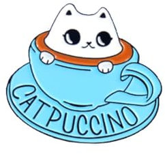 Clj Charles Le Jeune Pin's Cat Puccino - Humour - qualité de finition - Epingle - Broche - Badge - PINS HUMOUR - ORIGINAUX