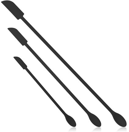 Rumyve3pcs Mini Silicon Spatula Sets Versatile,Kitchenette Spatula Detergent Mixer,Mini Silicon Spoon Reusable Jam Jars,Cosmetics Bottles, Narrow Jars and Thin Bottles(Black)