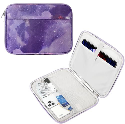 MoKo 9-11 Tablet Tasche Hülle für 11 Zoll iPad Air M2 2024, iPad Pro 11 M4 2024, iPad Air 5/4/3/2/1, iPad 10th/9/8/7 Gen 10,2, Galaxy Tab S9 11 2023, Polyester Schutzhülle mit Fächer, Lila Sternen
