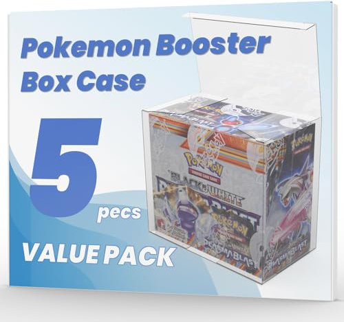 HOUSYLOVE Booster Box Case (5er-Pack) – Transparente Aufbewahrungsbox für Pokemon Booster Box, 0,50 mm dick, 14 x 8,1 x 12,2 cm, 5 Stück