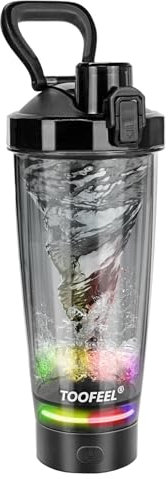 TOOFEEL Electric Protein Shaker Bottle - 20 oz USB Rechargeable, Self Stirring, BPA Free, Black