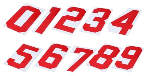 sourcing map 10 Pcs Iron on Numbers, 8 Inch T Shirt Heat Transfer 0~9 Number Patches Iron on Numbers for Jersey Clothing Team Uniform Sports T Shirt Football Basketball Baseball (Red)