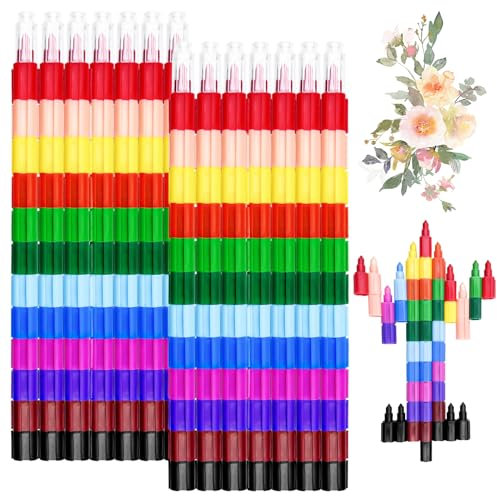 Lectorias 14 StüCk Wachsmalstifte, Crayons, Steckstifte Kinder Bunt, Stapelstifte, Wachsstifte, Wachsmalkreide, Malstifte, Buntstifte, Mitgebsel Kindergeburtstag, Regenbogenstifte (12 Farben In 1)