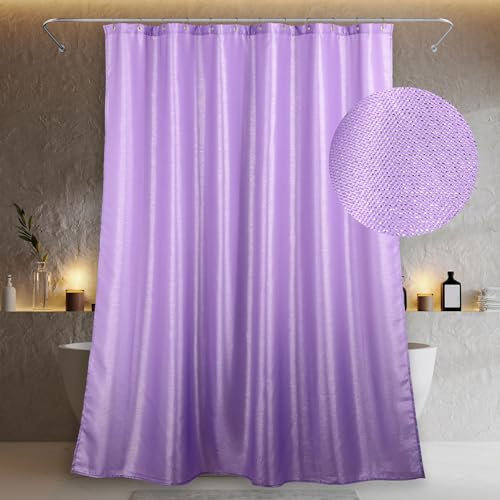 Popkozzi Rideau de Douche Violet: Tissu Scintillant Salle de Bains Rideau de Douche Décoratif - Anti-Moisissure Hydrofuge Lavable Luxe Élégant Brillant Métallique Rideau de Douche - 183 x 183 cm