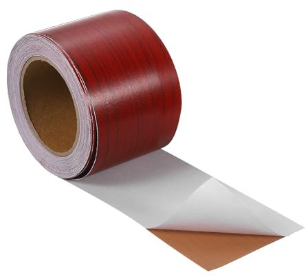 sourcing map Holzmaserung Klebeband, 2 x33 Ft Selbstklebendes Holzmaserung Reparaturband für Sockelleisten, Türen, Bodenreparatur, Möbeldekoration Rotes Holz