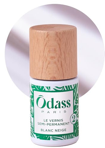 Odass Paris - Le Vernis Semi-Permanent Teinte Blanc Neige - Application Facile à la Maison - Sans HEMA, Vegan, Cruelty Free, Sans Gluten - Blanc - Fabriqué en France, à base d’Ingrédients Biosourcés