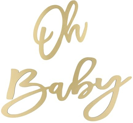 Bandera de madera Oh Baby Panel de fiesta prenatal con letras doradas para telón de fondo, decoraciones de fiesta prenatal para bebé niño y niña