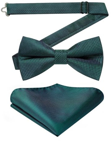Enlision Herren Dunkelgrün Fliege mit Einstecktuch Set Einfarbig Anzug Fliege Formell Smoking Einstellbar Fliegen Männer Hochzeit