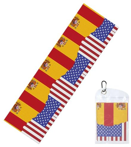 WANGLO Toalla de ejercicio frío con la bandera de España americana, suave, transpirable y absorbente, adecuada para playa, baño, baño y escalada
