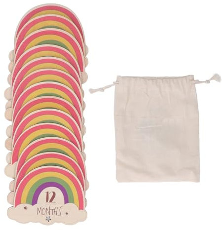 13 Stück Baby Monats Meilensteinkarten, Baby Ankündigungskarten, Schwangerschafts Meilensteinmarkierungen, Regenbogen Monats Meilensteinscheiben, Neugeborenen Fotografie