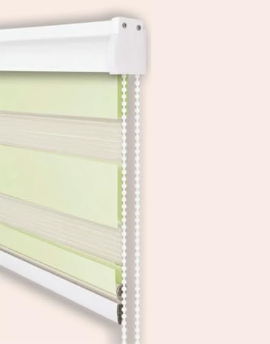 Zebra Roller Blind Half Blackout Curtain,Privacy Window Screen Dual Layer Fabric Curtain,Translucent Vision Window Shade for Bedroom Bathroom Office (Green,50x150cm)