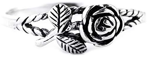 Windalf Schmaler Bohemia Rosen-Ring IÔNA 6 mm Zarter Blumenring Freundschaftsring Vintage Damenring 925 Sterlingsilber (Silber, 52 (16.5))