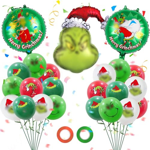 23 Stück Weihnachten Luftballons, Merry Christmas Ballons, Folienballon weihnachten, Weihnachten Party Deko, Weihnachts Neujahrsparty Deko Luftballons