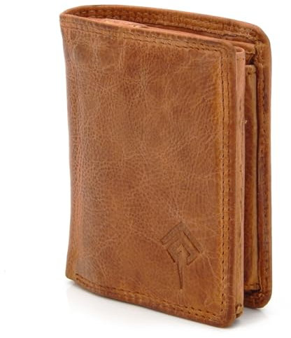 JOREY Slim Wallet Herren aus Echtleder – kleine Geldbörse im Hochformat mit RFID-Schutz – Geldbeutel kompakt aus Wasch-Leder (Braun)