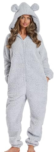 Loungeable Damen Jumpsuit Overall Tiere Gesichter Öhrchen 3D Kapuze