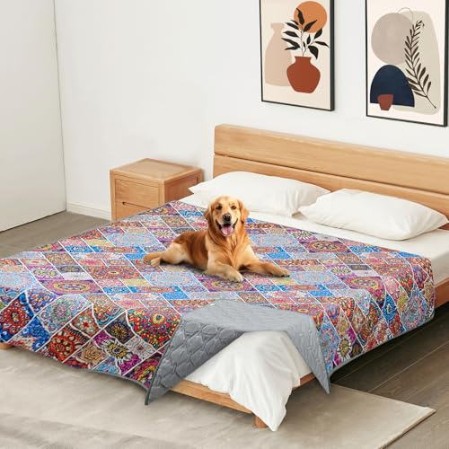 YOSEPATI wasserdichte Hundedecke,Wendbarer Sofabezug im Boho-Stil für Hunde | Wasserdichte Hundebettdecke im Boho-Stil, wendbar und waschbar, auslaufsicher, schützt Möbel wie Bett, Couch oder Sofa