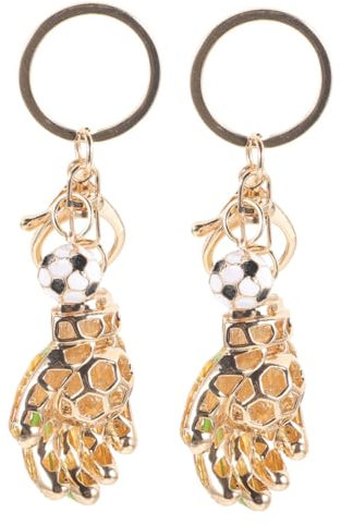 PartyKindom Schlüsselanhänger Torwarthandschuhe 2 Stück-pack Handgefertigt Goldfarben Taschen Und Autoschlüsselanhänger Für Kinder Und Sportfans Geschenk Und Dekoration