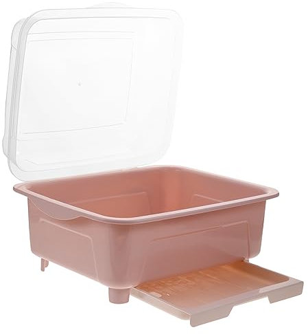 GRIRIW Caja De Almacenamiento Prueba De Polvo Con Tapa Para Cocina Organizador De Platos De Cocina Para Estante De Almacenamiento Escurridor De Platos Con Tapa