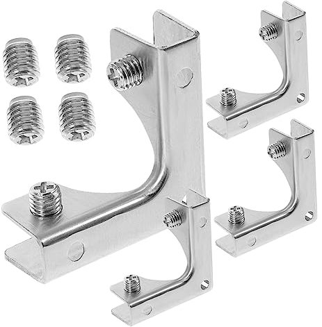 SHINEOFI 4 Stück Förmige Klemme Verstellbare Möbelstützen für Glasregale für Geländer und Duschwände Einfache Installation ohne Bohren Robust und Stabil