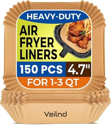 150PCS Small Air Fryer Liners Disposable, 4.7 Inch Parchment Paper for COSORI 2.1 Qt Air Fryer, Square Baking Paper Sheets for Mini Airfryer Basket